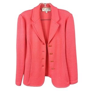 St John Knit Blazer Gold Buttons Size 2 XS-S Coral Earthy USA
